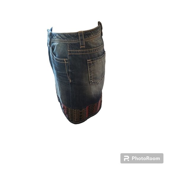 Miss Me Skirt Denim Mini Embroidery Tapestry Hem(27) - Picture 3 of 6